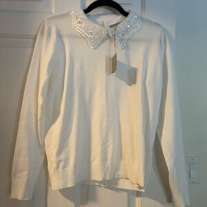 White sweater with decorative collar